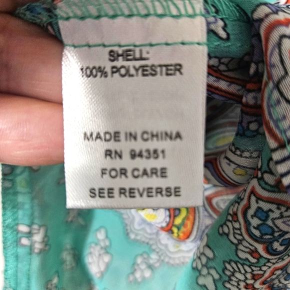 Jade Melody Tam teal long sleeve sheer paisley multi print tassel size S - Picture 7 of 8
